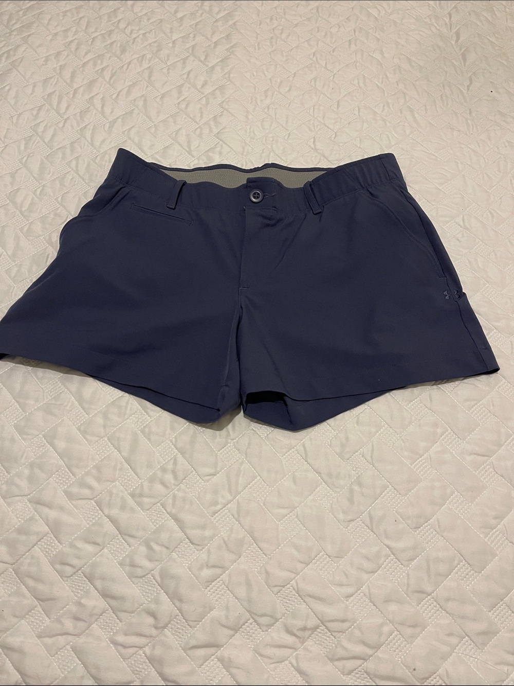 Under Armour Women's Navy Flat-Front Performance Shorts